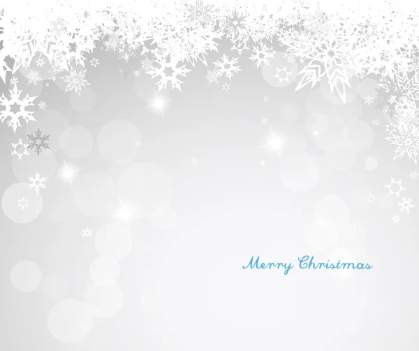 Χριστουγεννιάτικο ασημί φόντο με χιονονιφάδες και αξιοπρεπή μπλε Merr — Διανυσματικό Αρχείο