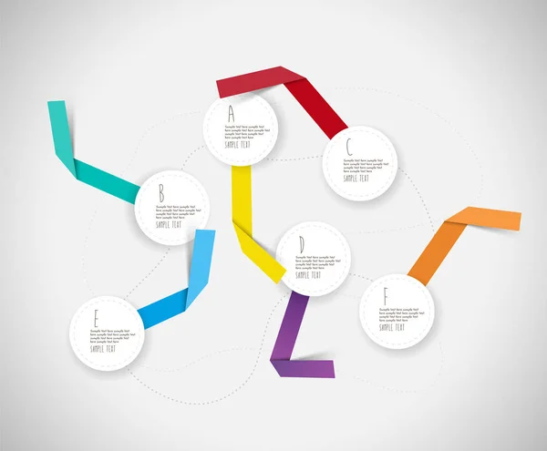 Plantilla colorida infografía con círculos y cintas de papel . — Vector de stock