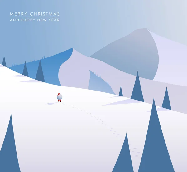 Winter landschap berglandschap, Santa Claus wandelen met zijn — Stockvector