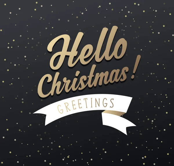 Рождественские поздравления с надписью Hello Christmas, лентой и многими другими — стоковый вектор