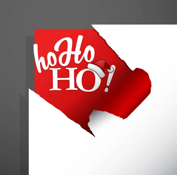 Χριστουγεννιάτικο χαρτί γωνία κομμένες με Χο Χο Χο unco λέγοντας του Αϊ-Βασίλη — Διανυσματικό Αρχείο