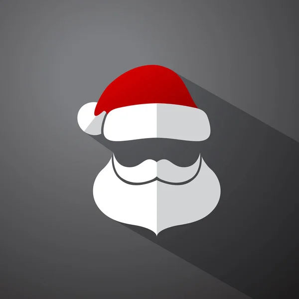 Weihnachtsmann einfachen Kopf mit Schnurrbart, Bart und Hut und grau — Stockvektor