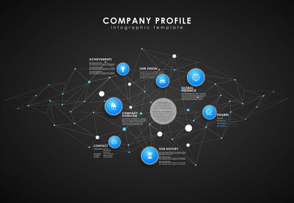 Company profile overview template with blue circles and dots - d
