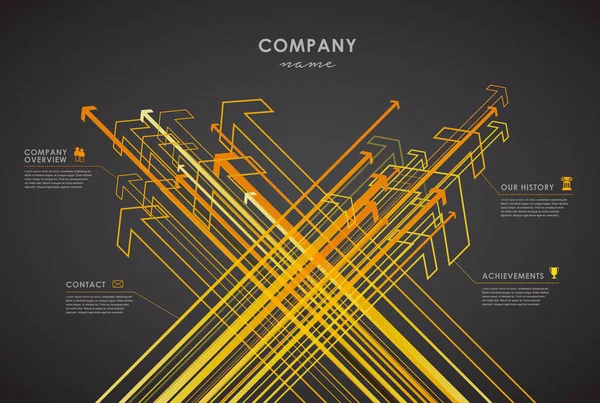Πρότυπο σχεδίασης του εταιρεία γράφημα επισκόπηση με τα βέλη και ico — Διανυσματικό Αρχείο