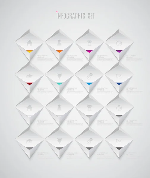 Modèle d'infographie avec ensemble d'icônes colorées - version légère . — Image vectorielle