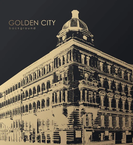 Old golden building. Vector art — Stock Vector