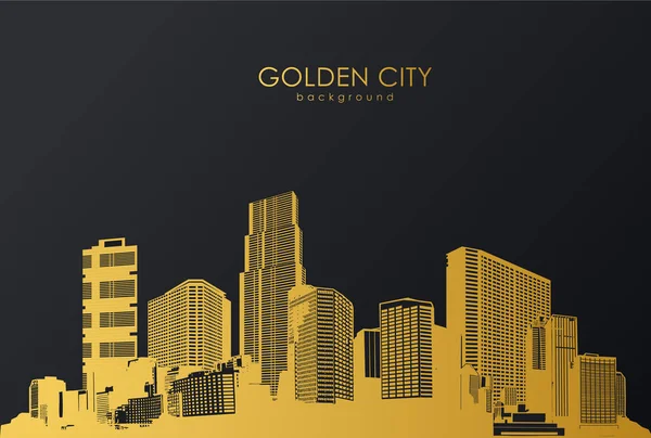 Golden cityscape with skyscrapers. — Stock Vector