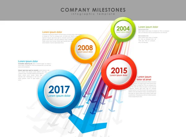 Infografika vektor šablona časová osa milníky společnosti s arr — Stockový vektor