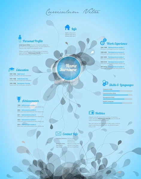 Creatief, turquoise kleur Cv / CV sjabloon. — Stockvector