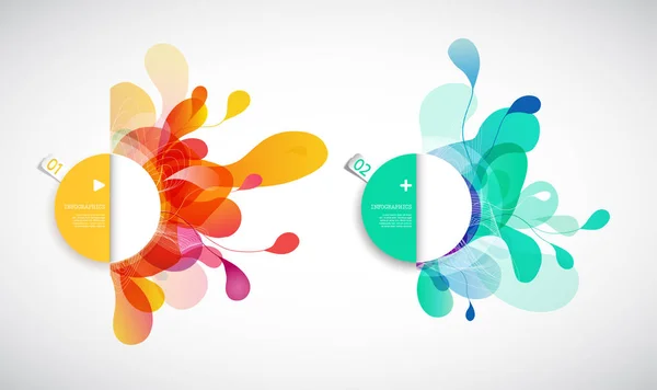 Set of abstract colored flower background with circles. — Stock Vector