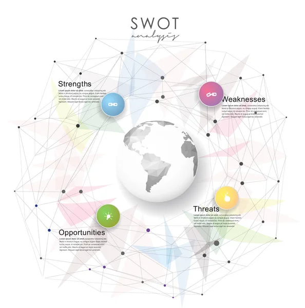 SWOT - (güçlü zayıf fırsatlar tehditler) iş str — Stok Vektör