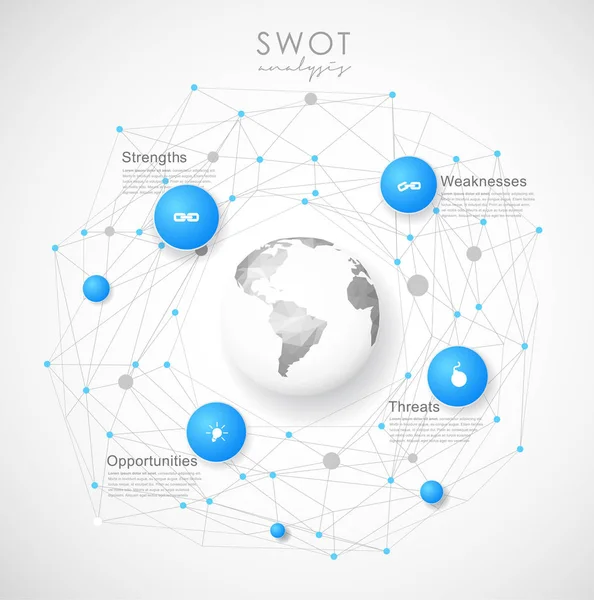 SWOT - (güçlü zayıf fırsatlar tehditler) iş str — Stok Vektör