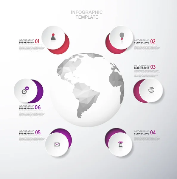 Infographic mintadeszka-val hat színes körök és ikonok sorban — Stock Vector