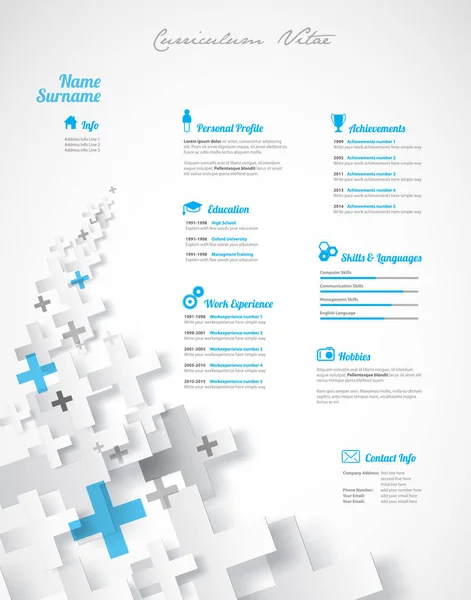 Modèle de CV / CV couleur turquoise créatif . — Image vectorielle