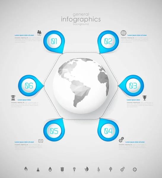 Infographic genel bakış tasarım şablonu ile mavi etiket. — Stok Vektör