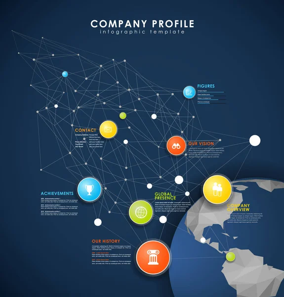 Modèle de vue d'ensemble du profil de l'entreprise avec des cercles colorés — Image vectorielle