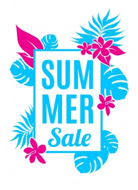 Yaprak ve çiçek ile yaz satış arka plan.