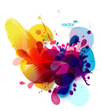 Daireler ve fırça darbesi ile soyut renkli çiçek arka plan