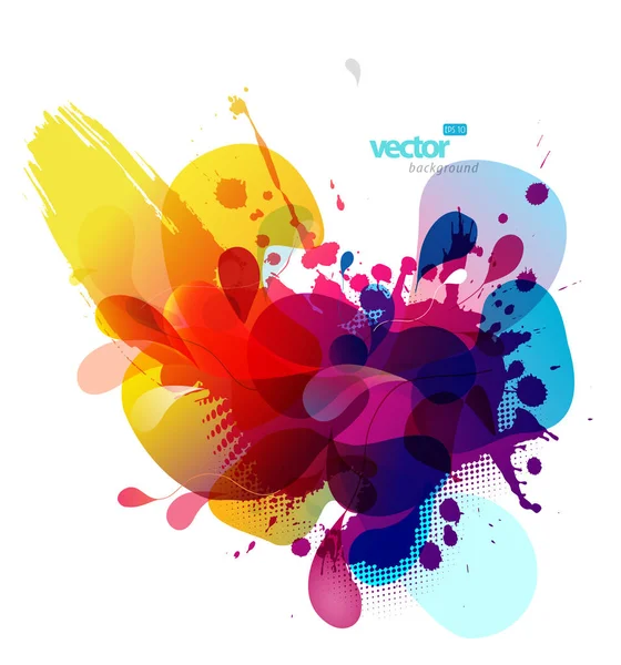 Fondo de flores de color abstracto con círculos y pincelada — Vector de stock