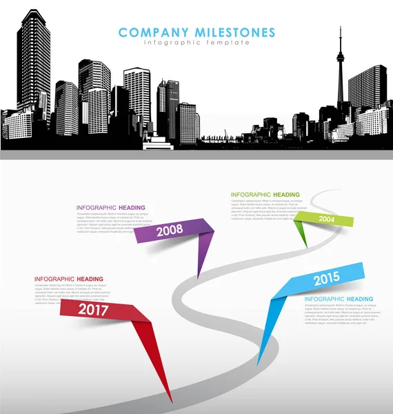 Infographic company milestones timeline vector template with cit — Stock Illustration Infographic company milestones timeline vector template with cit Royalty Free Stock Illustrations