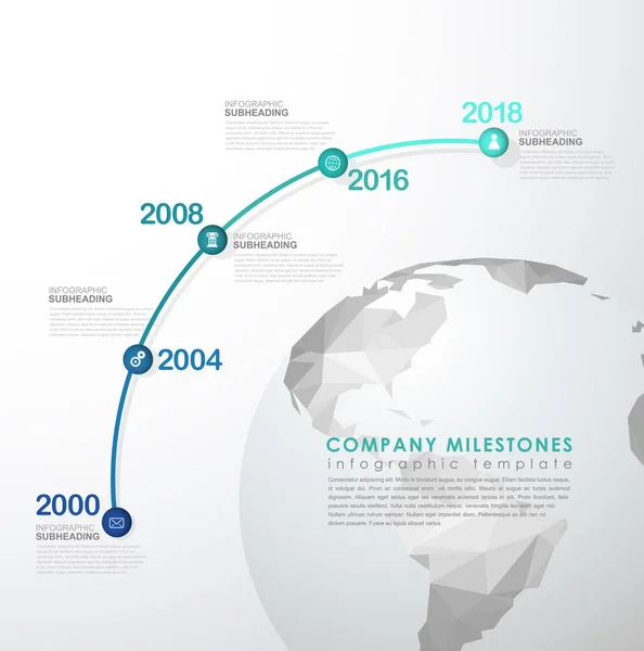Infographic εκκίνησης ορόσημα Χρονολόγιο διάνυσμα πρότυπο με Πολ — Διανυσματικό Αρχείο