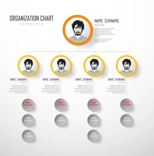 Organization chart template with colorful circles and place for