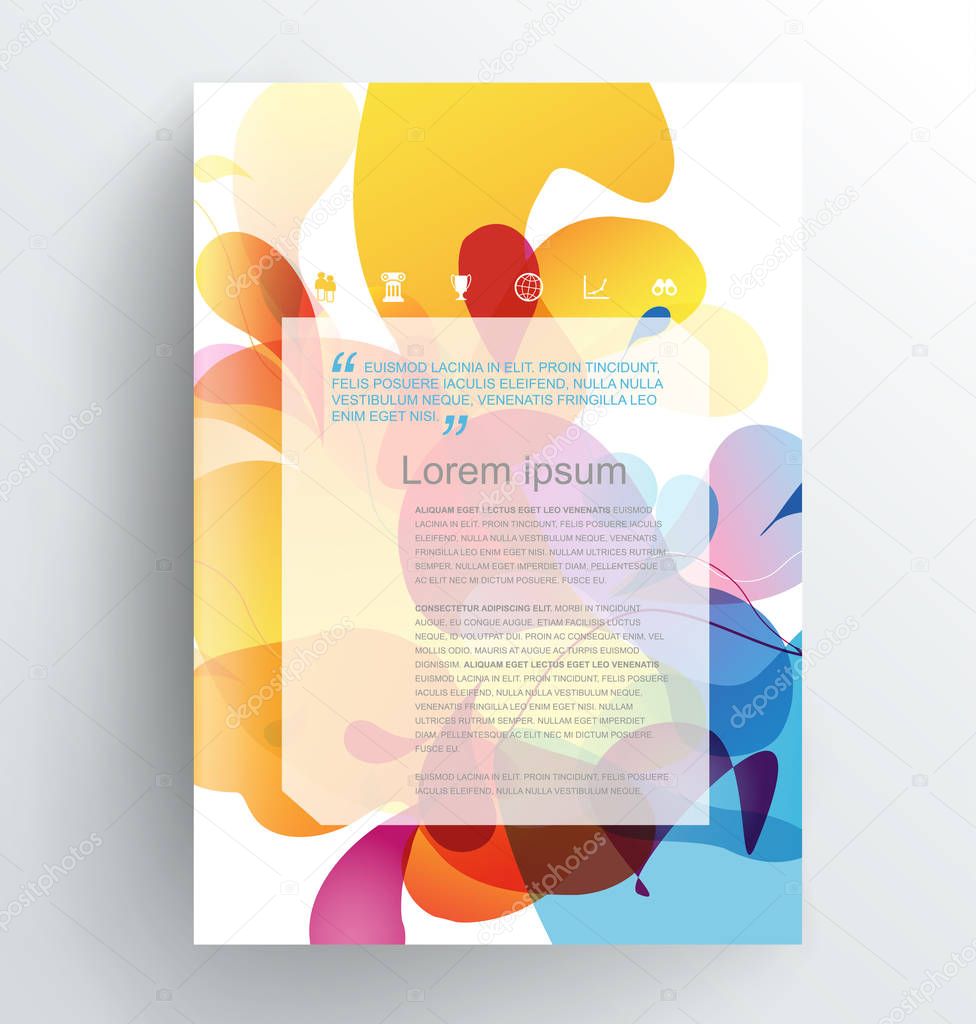 Book cover design template with abstract colorful splash.