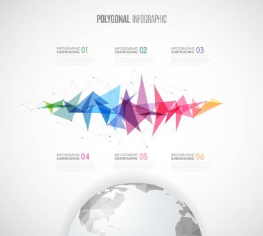 Infographic şablon poligonal harita ve renkli nesnelerle - l
