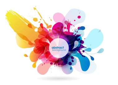 Daireler ve fırça darbesi ile soyut renkli çiçek arka plan