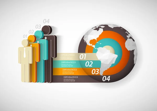 Infografika šablona se čtyřmi lidmi, pruhy a polygonální wor — Stockový vektor