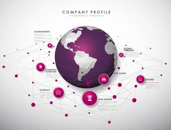 Modèle de vue d'ensemble du profil de l'entreprise avec des cercles, des points et — Image vectorielle