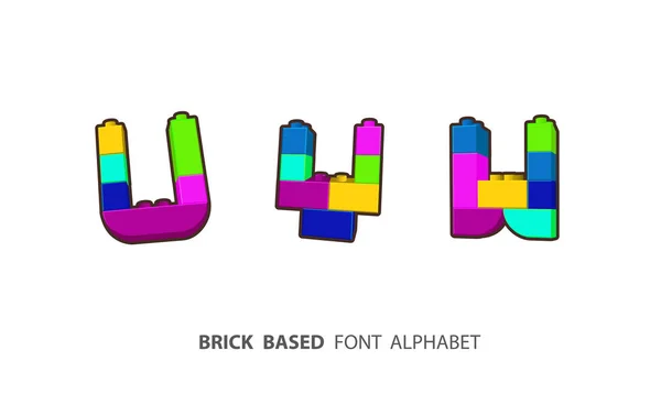 Abeceda sada vytvořené z hraní cihly. Malá písmena — Stockový vektor