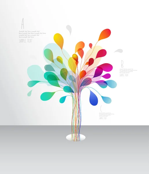 Arbre coloré créé à partir de lignes et de feuilles . — Image vectorielle