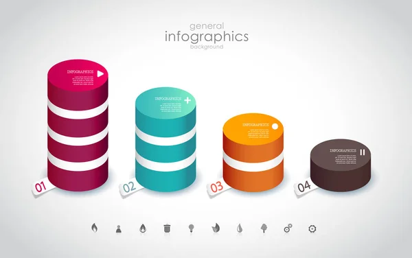 Cuatro columnas de colores con lugar para su propio texto . — Archivo Imágenes Vectoriales