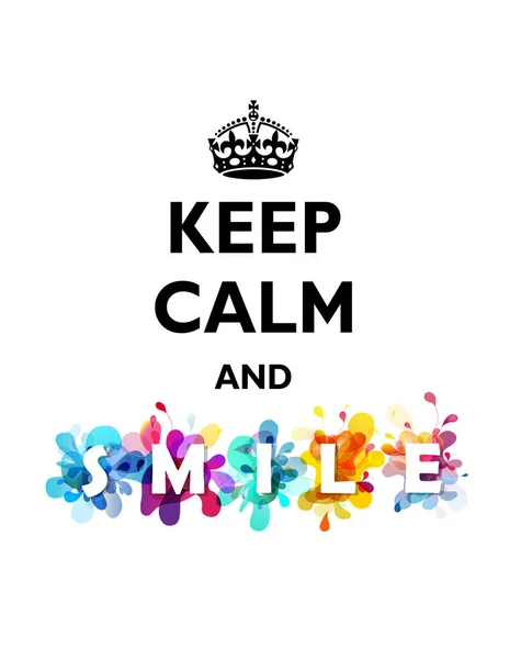 Citation traditionnelle Keep Calm and Smile avec backgrou coloré — Image vectorielle