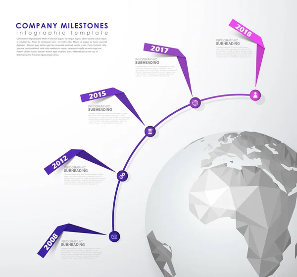 Infografik Startup Meilensteine Timeline Vektor Template. — Stockvektor