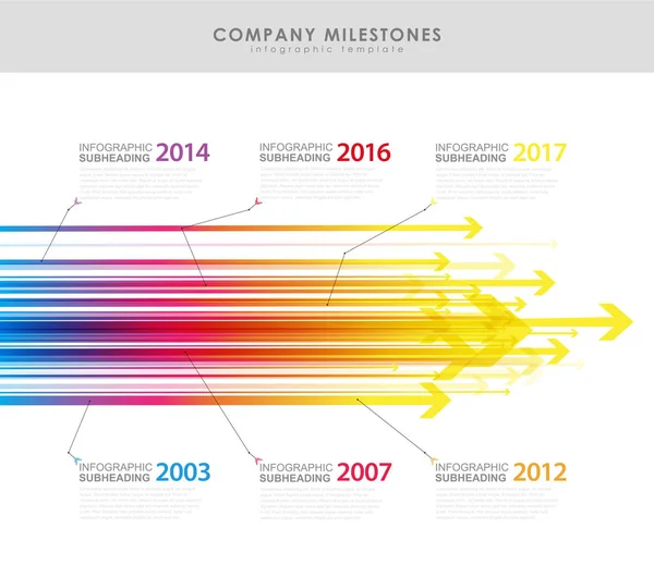 Infografika vektor šablona časová osa milníky společnosti s arr — Stockový vektor