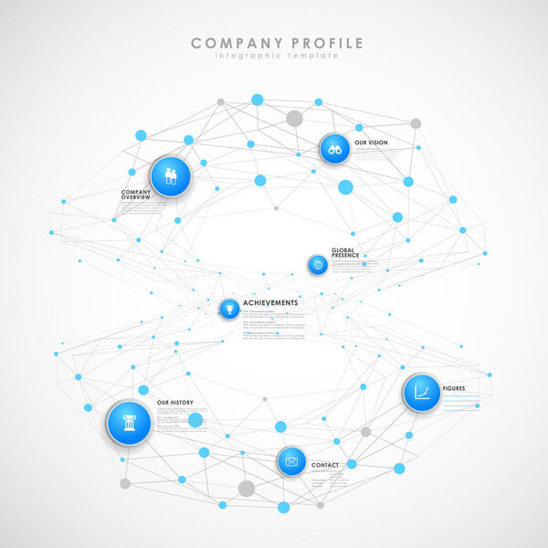 Company profile overview template with blue circles and dots - l