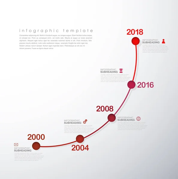 Sjabloon van de vector van de tijdlijn van de mijlpalen van het opstarten van Infographic. — Stockvector