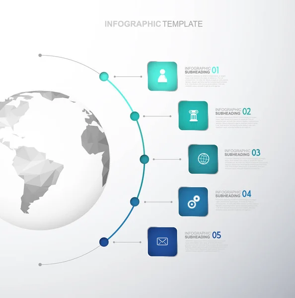 Infographic şablon beş çizgileri ve simgeleri sıraya girin yanında — Stok Vektör