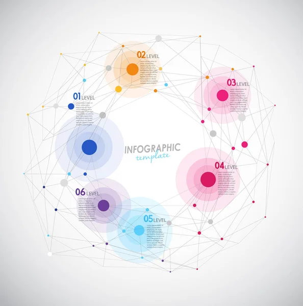 Infographic overzicht sjabloon met kleurrijke cirkels en dots - l — Stockvector