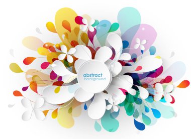 Daireler ve fırça darbesi ile soyut renkli çiçek arka plan