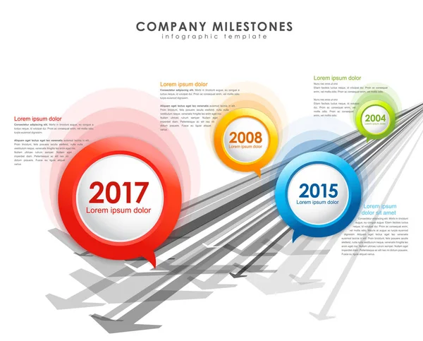 Infographic company milestones timeline vector template with arr — Stock Illustration Infographic company milestones timeline vector template with arr Stock Illustration