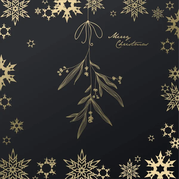 Ökse otu - karanlık asılı ile el yazısı Christmas illüstrasyon