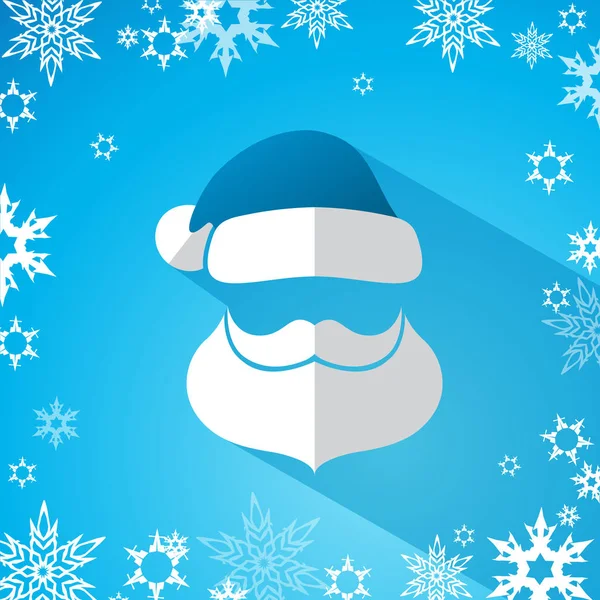Papai Noel cabeça simples com bigode, barba e chapéu e cinza —  Vetores de Stock