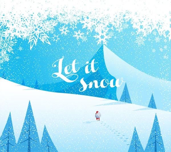 Vinter landskap bergslandskapet, promenader jultomten med hans — Stock vektor