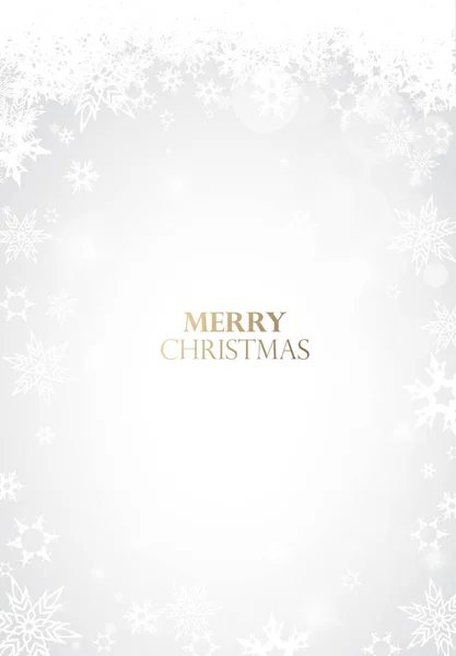 Χριστούγεννα ανοιχτόχρωμο φόντο με λευκά νιφάδες χιονιού και χρυσή Merr — Διανυσματικό Αρχείο