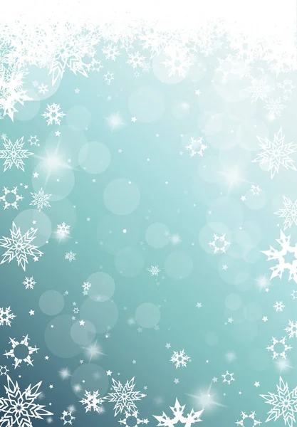 Jul ljus bakgrund med vita snöflingor — Stock vektor