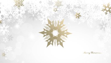 Noel ışık arka plan beyaz kar taneleri ve altın Merr'e