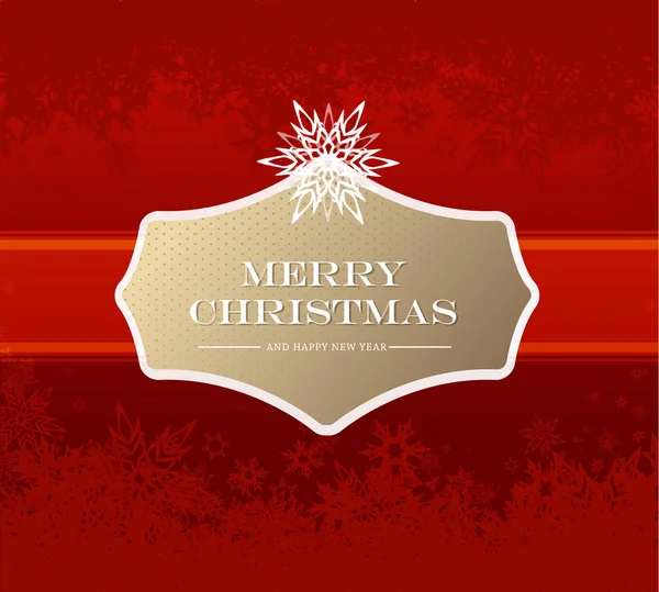 Kerstmis achtergrond met sneeuwvlokken en gouden Merry Christmas — Stockvector
